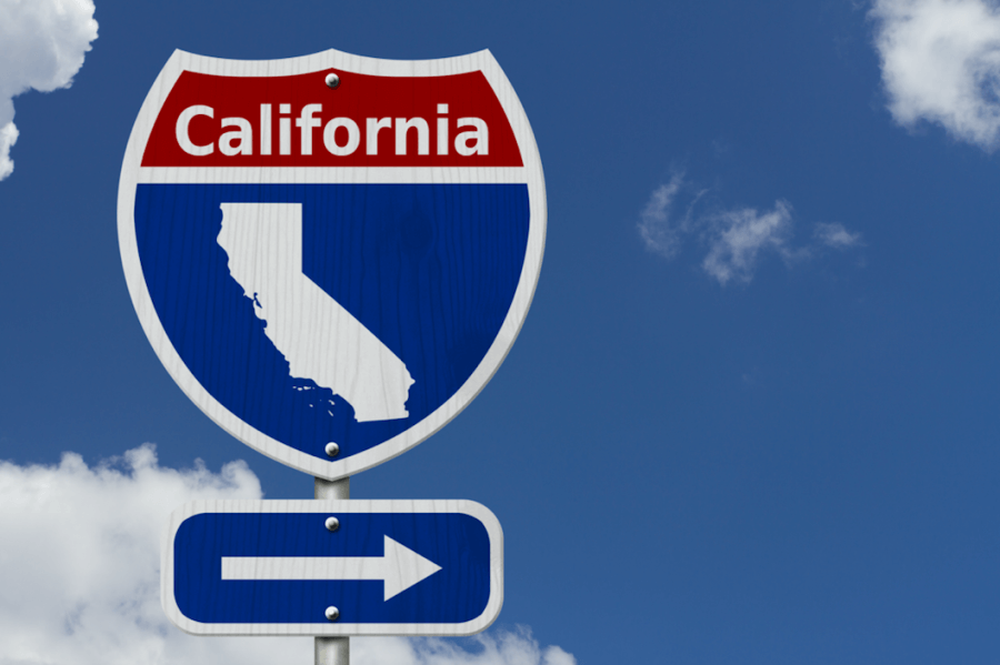 california sign against sky and cloud background